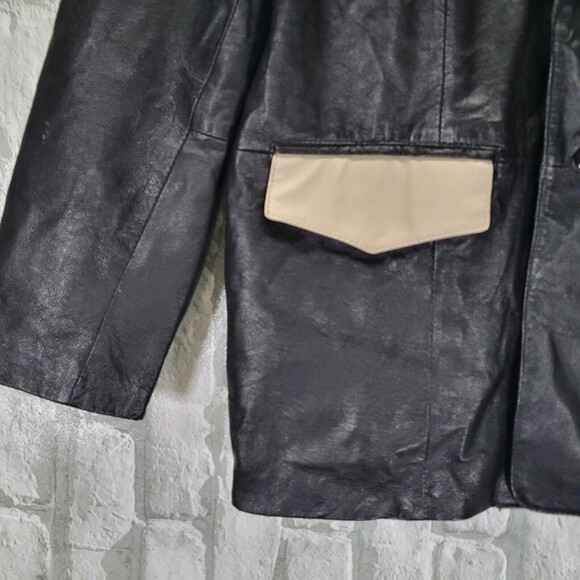 VTG Leather Western Sport Coat Jacket Rockabilly Removable Faux Fur Liner 44L - Picture 5 of 12